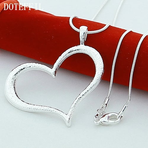 18 Chain Sterling Silver Bride Heart Charm Necklace 