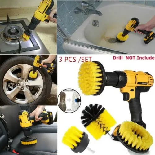 3Pcs/Set Power Scrubber Cleaning Drill Brush Tile Grout Tools Tub Cleaner Combo 
