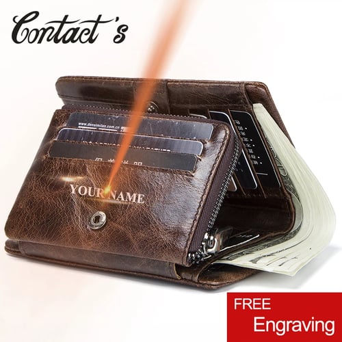 Men's Genuine Leather Wallet Coin Purse Card Case Mens Vintage Trifold Wallets 
