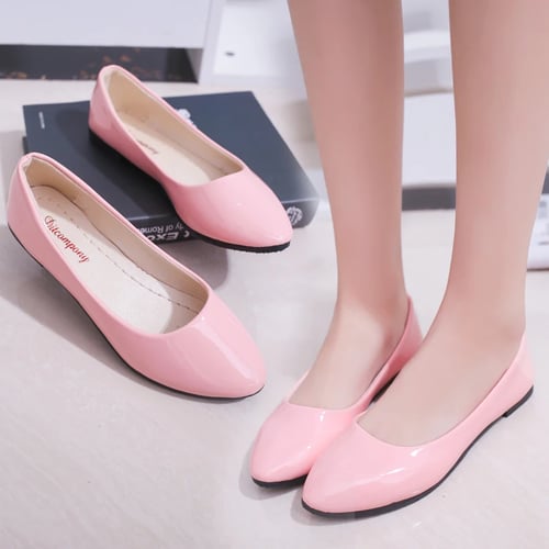 Plus Size Shoes Women Solid Candy Color Patent PU tip Shoes Women Flats Ballet Casual Shoes,3,6.5 