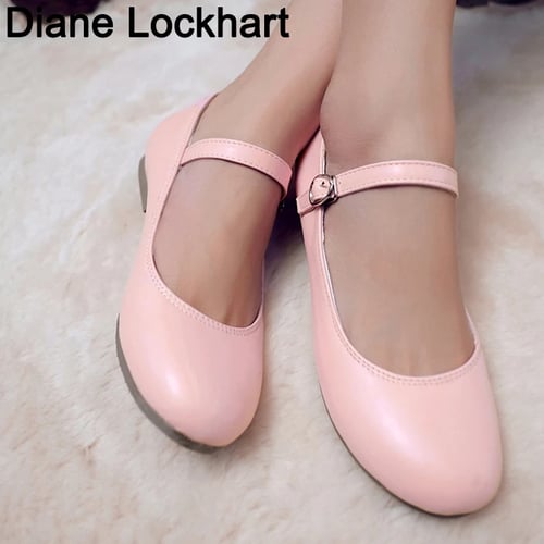 Womens Patent Leather Mary Jane casual Flats Shoes Buckle Strap Round Toe Shoes