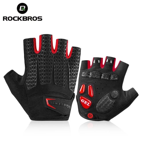 ROCKBROS Cycling Gloves Half Finger MTB Road Bike Bicycle Gel Pad Gloves Black 