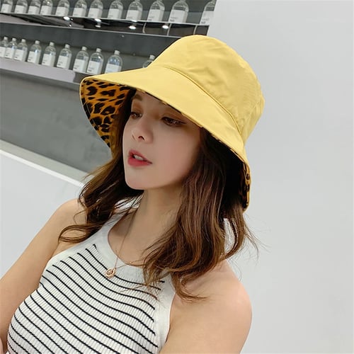 New Fashion Women Bucket Hat Girls Visor Leopard Double-sided Fisherman HatBB 