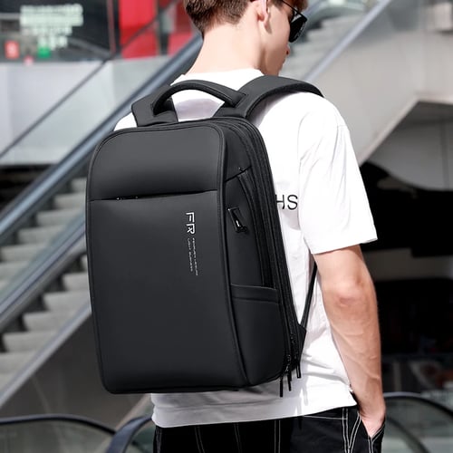 Fenruien New Fashion Men Backpack Waterproof Expandable USB 