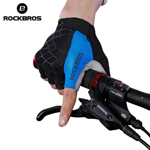 RockBros Half Finger Short Gloves Shockproof Breathable MTB Bike Cobweb Gloves