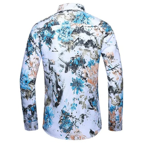 Long Sleeve Tops for Men,Fashion Mens Autumn Casual Rose Print Long Sleeved T-shirt BusinessTop Blouse 