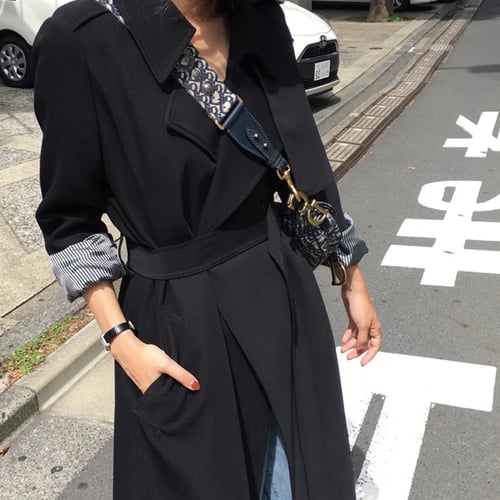 Black Windbreaker Female Spring 2020 New Casual Long Trench Coat Ladie Clothes Autumn Loose Thin Outerwear Women Streetwear H108 Black Windbreaker Female Spring 2020, How To Wear A Black Trench Coat Female