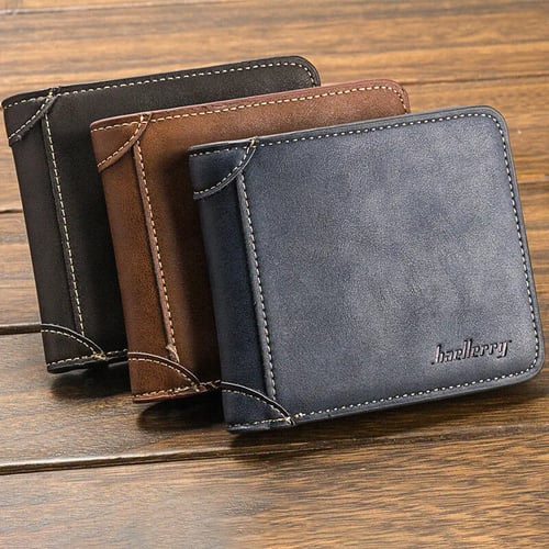 Men's Leather Wallet Bifold ID Card Holder Purse Checkbook Long Clutch Billfold 