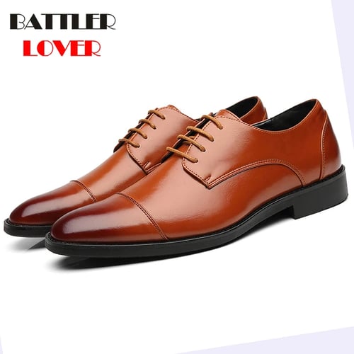 Men 38-48 Formal Brogues Pointed Toe Leather Dress Shoes Low Top Oxfords Lace Up 