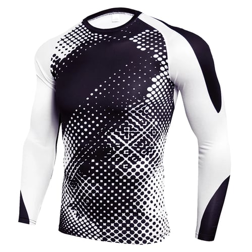 Mens Gym Fitness Sports Compression Quick-Drying Tights Long Sleeve T-Shirts