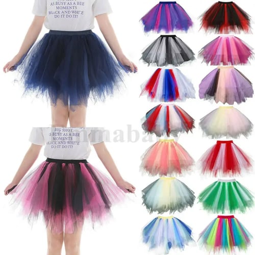 Girls Kids Dancewear Multicolor Tulle Tutu Skirt Princess Dressup Party Costume 