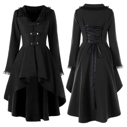 New Fashion Gothic Vintage Mid Long, Goth Trench Coat Womens