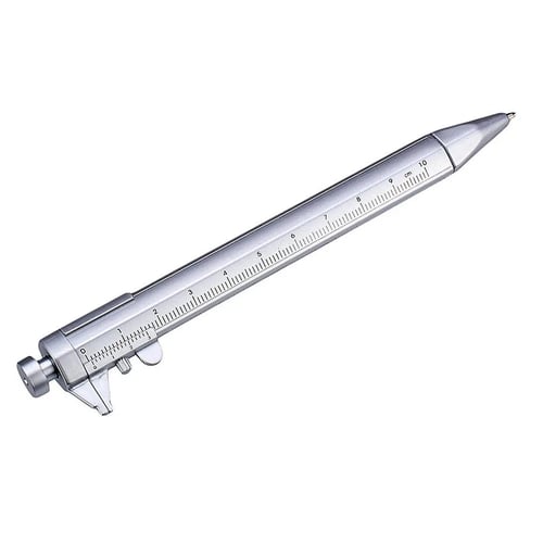 Multifunction Pen Shape Plastic Silver Vernier Caliper Ruler Tool Measuring 