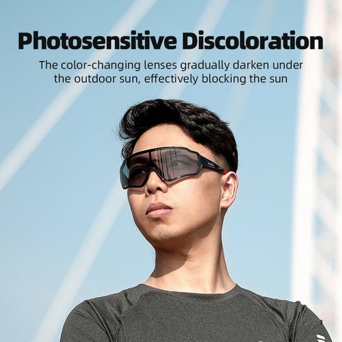 Photochromic Sunglasses Auto Lens Sports Cycling Discoloration Glasses Men Women 