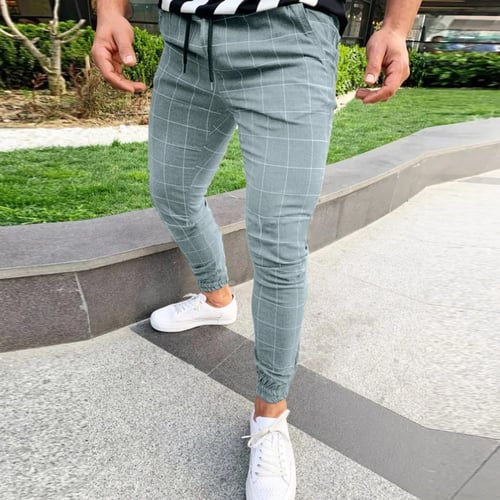Mens Slim fit Straight Skinny Trousers Casual dress Jeans pencil Pants Cotton 