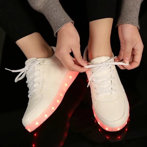 Unisex LED Shoes Lace Up Sportswear Sneakers Luminous Casual Lovers Shoes KIDS 