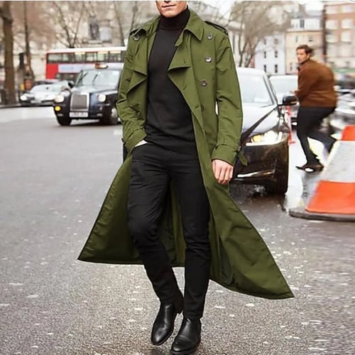 2020 Trench Coat Mens Overcoat Casual, Long Trench Coat Mens Big And Tall