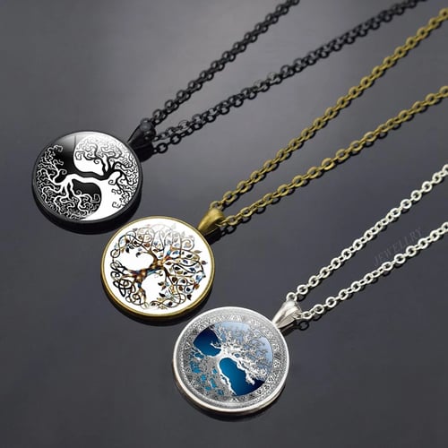 Hot Tree Of Life Photo Cabochon Glass Bronze/Silver Chain Pendant Necklace 