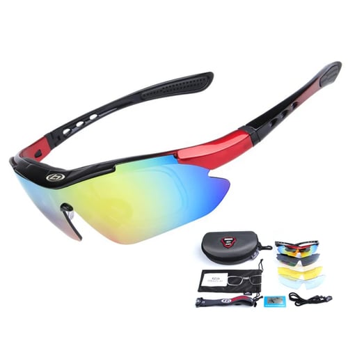 Polarized Sport Men Sunglasses Road Cycling Glasses Mountain Bike Eyewear+5 Lens 