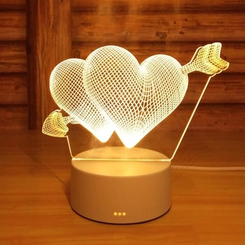3D Romantic Love LED Bedside Night Light Acrylic Home Table Lamp Valentine Gift