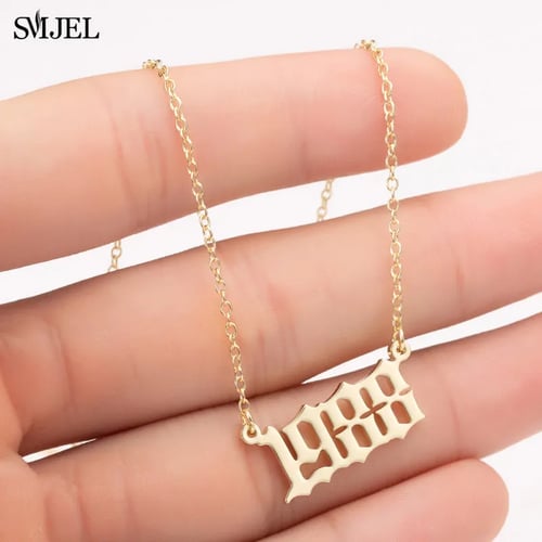 Details about   SMJEL Personalized Year Number Necklaces for Women Custom Year 1980 1989 2000 