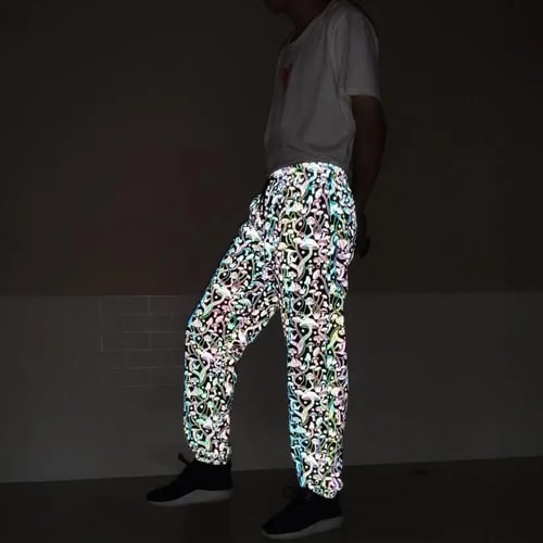Mens Mushroom Reflective Pants Shiny Colorful Harajuku Hip Hop Dance Fluorescent Pants Night Sporting Joggers Pantalones Hombre Buy Mens Mushroom Reflective Pants Shiny Colorful Harajuku Hip Hop Dance Fluorescent Pants Night