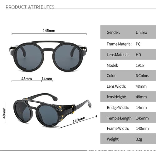 Fashion Steampunk Sunglasses Brand Design Men Women Round Sunglass UV400 Shades 