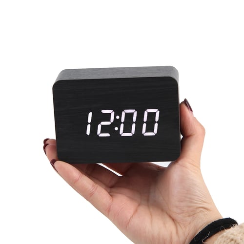 LED Wooden Clock Digital Alarm Clocks Desktop Clocks Electronic Voice Control 