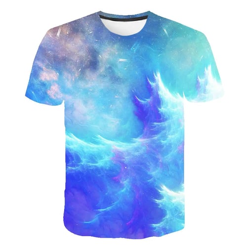 Nebula Abstract 3D Graphic Print Men Women Casual Short Sleeve Tees Tops T-Shirt