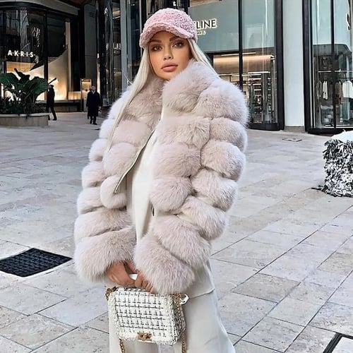 Women Fox Fur Winter Full Pelt Fur Coat Thick Casual Warm Fur Short Jacket New 