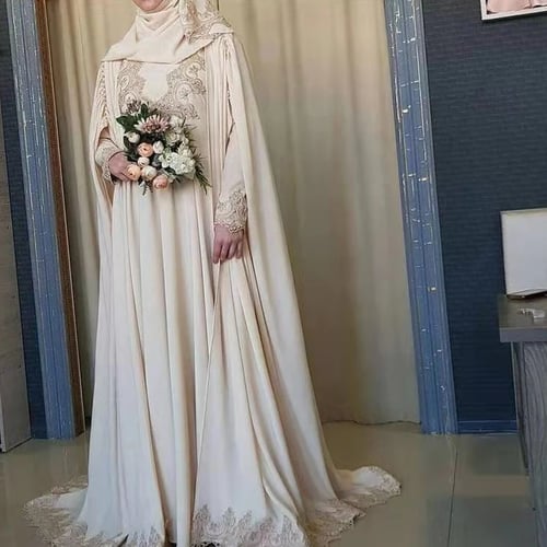 Muslim Arabic Wedding Dress Long Sleeve Lace Embroidered Loose Bride Dress Dinner Dress Customized Color Buy Muslim Arabic Wedding Dress Long Sleeve Lace Embroidered Loose Bride Dress Dinner Dress Customized Color