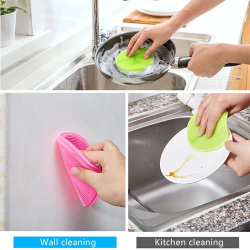 Magic Brush Cleaning Sponge Kitchen Pot Washing Tool Pan Dish Silicone Scrubber 
