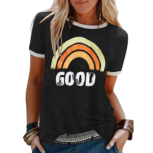 T Shirts for Women Plus Size,Womens Cute Graphic T Shirts Letter Print Short Sleeve O Neck Summer Casual Tees Tops 