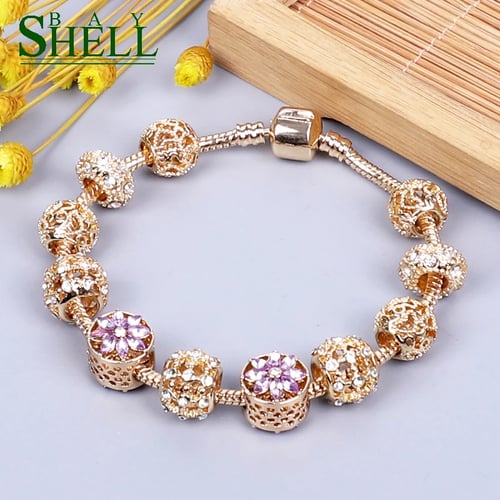 Charm Women Jewelry Luxury Gold Plated Crystal Seed Beads Tassel Bracelet Bangle 