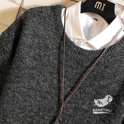 YUNY Mens Classic Colortone Plus Size Casual Pullover Sweater Khaki S 