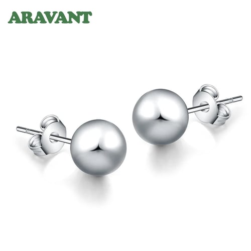 925 Sterling Silver 10mm Large Plain Round Bead Ball Stud Earrings X'Mas GIFTBOX