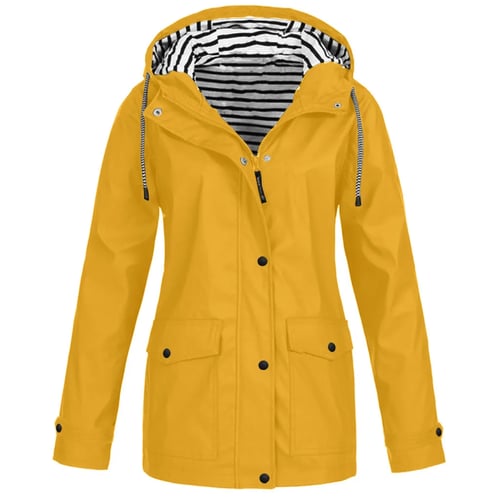 Waterproof Jackets Women Rain Solid Outdoor Plus Hooded Raincoat Windproof Coat