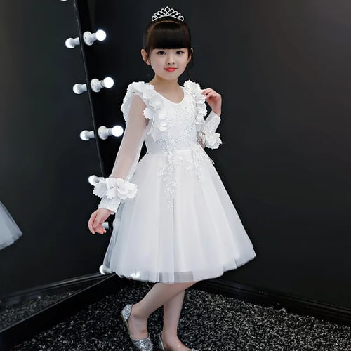 Kid Girl Lace Dress Eleglant White Dress for Child 2-7T