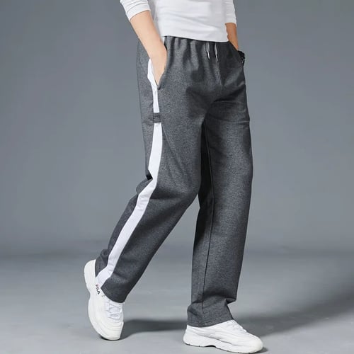 F_Gotal Men’s Casual Stripe Drawstring Elastic Waist Sports Running Jogger Pants Trouser with Pockets Mens Sweatpants 