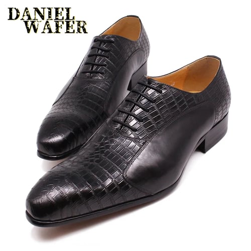 Men Wingtip Oxfords Leather Brogue Pointy Toe Lace Up Shoes Formal Wedding Dress