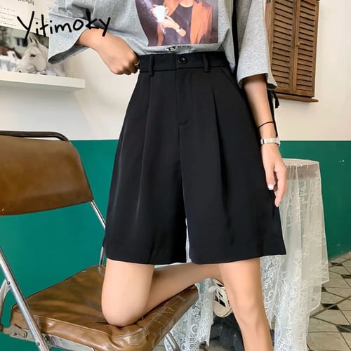 Red Shorts Women Loose High Waist Wide Leg Solid Harajuku Plus Size Straight Summer Korean Fashion Black Shorts Elastic Waist Buy Red Shorts Women Loose High Waist Wide Leg Solid Harajuku