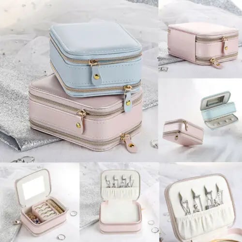 Portable Travel Jewelry Box Organizer Leather Jewellery Ornaments Case Storage 