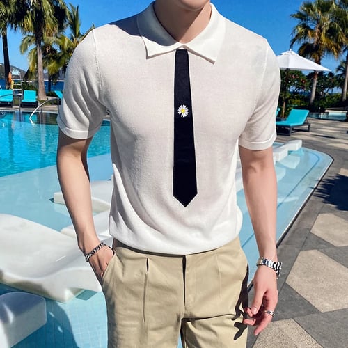 QMGQ Mens Short Sleeve Mens Washed Cotton Short-Sleeved Casual Slim Fashion T-Shirt Short-Sleeved Slim Breathable Polo Shirt Cotton Summer Clothes Casual Short Sleeve Color : Sapphire, Size : XXL
