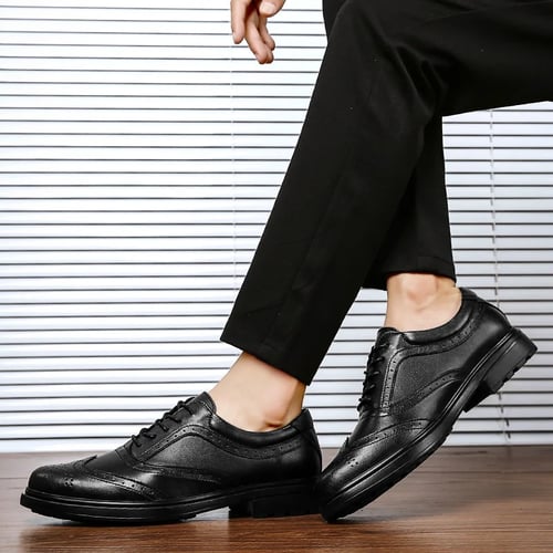 Men Casual Slip on Loafers Pointed Toe Leather Shoes Formal Dress Office Oxfords 