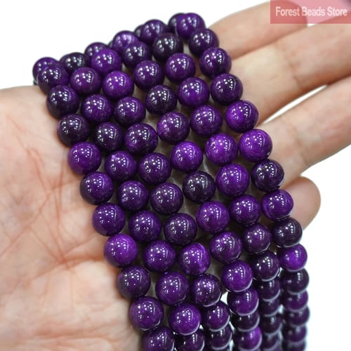 8mm Fuschia Round Jade Stone Beads For Jewelry Making Necklace Bracelet 15'' DIY 