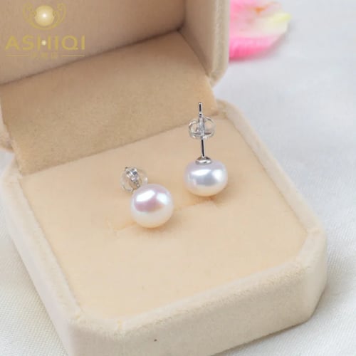 Gift For Her Real Pearl Sterling Silver Ring & Pearl Stud Earrings 