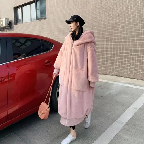 Oversized Faux Fur Coat Women Winter, Oversized Faux Fur Coat Pink