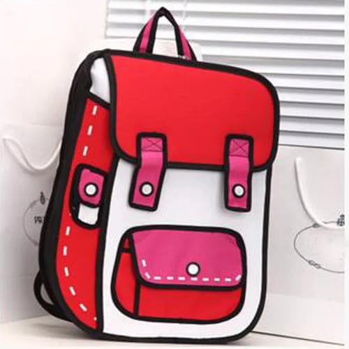 Hot 3D Jump Style 2D Drawing Cartoon Paper Bag Comic Backpack Messenger Bookbag 
