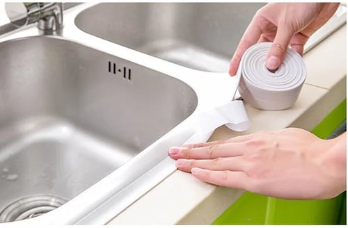 3 2mx38mm Bathroom Shower Sink Bath Sealing Strip Tape Caulk Self Adhesive Waterproof Wall S Reviews - Bathroom Sink Drain Adhesive
