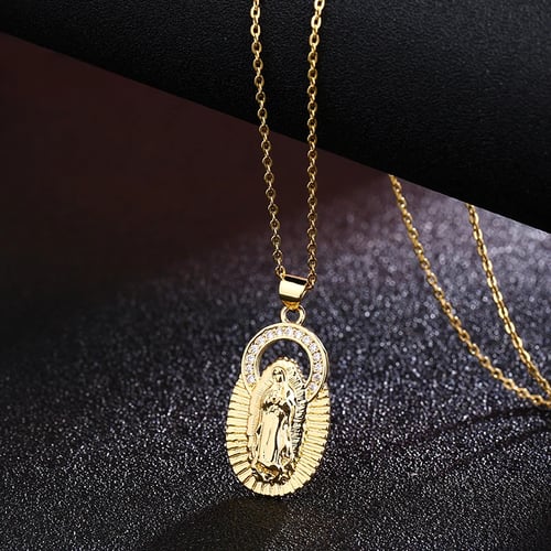 Men Women Catholic Religious Virgin Mary Pendant Necklace Unisex Fashion Jewelry 